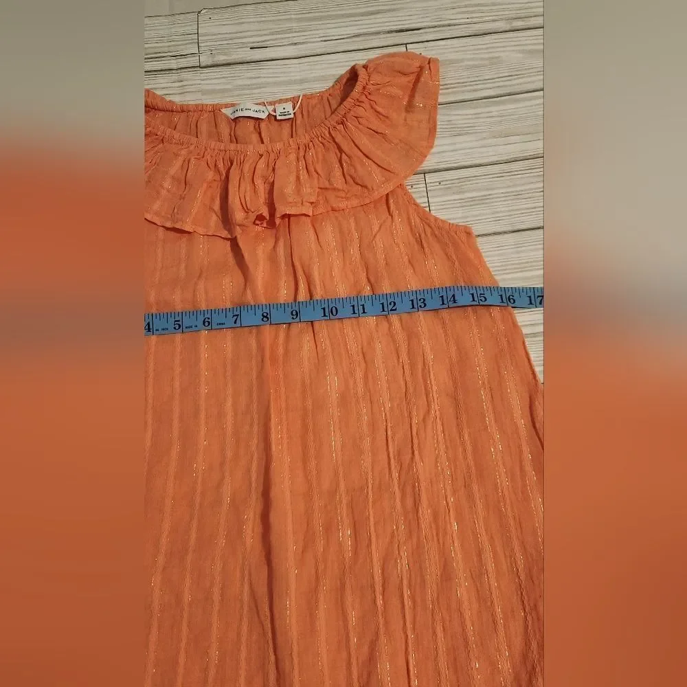 Janie and Jack Coral Gold Shimmer Stripe Swim Cover Dress Size 8
